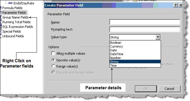 ارسال قيم من شاشة الي تقرير اعدادات البرنامج send parameters in crystal report